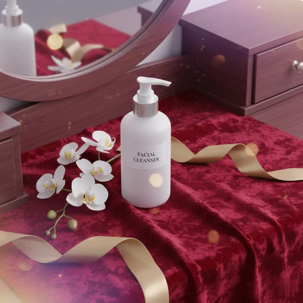 Close-up of a woman gently washing her face with an all natural facial cleanser