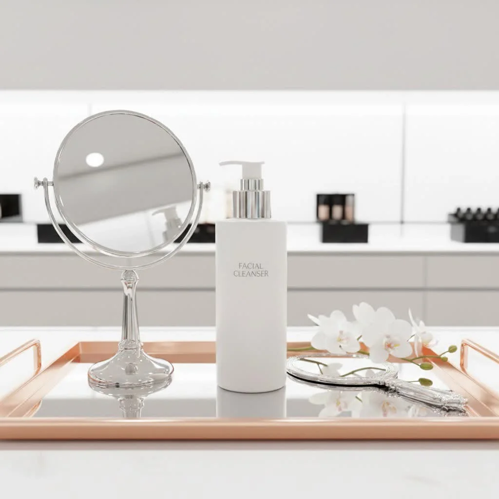 Woman gently washing her face with a daily facial cleanser